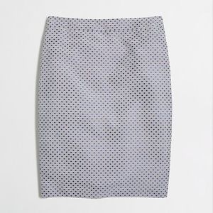 J Crew Pencil skirt in blue jacquard dot 8